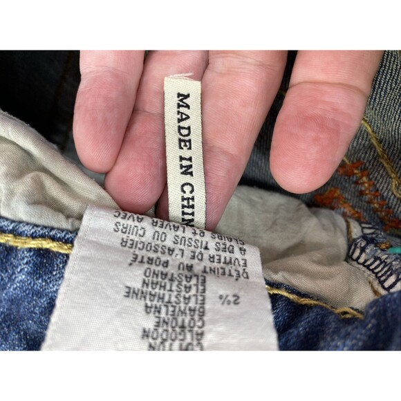 Bisou Deve Jeans Womens Size 5 Dark Wash Low Rise Straight Denim Flap Pockets - Picture 10 of 16